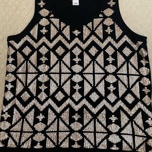 Black and Gold Geometric Patterned Women's Top - Ruby Rd.